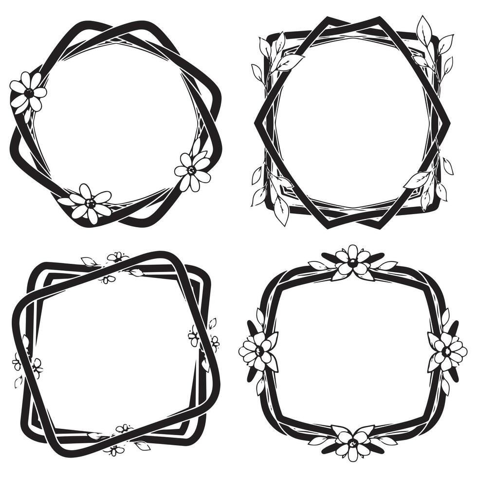 Subtle Embellishment Floral Borders Decorative Line Design vector