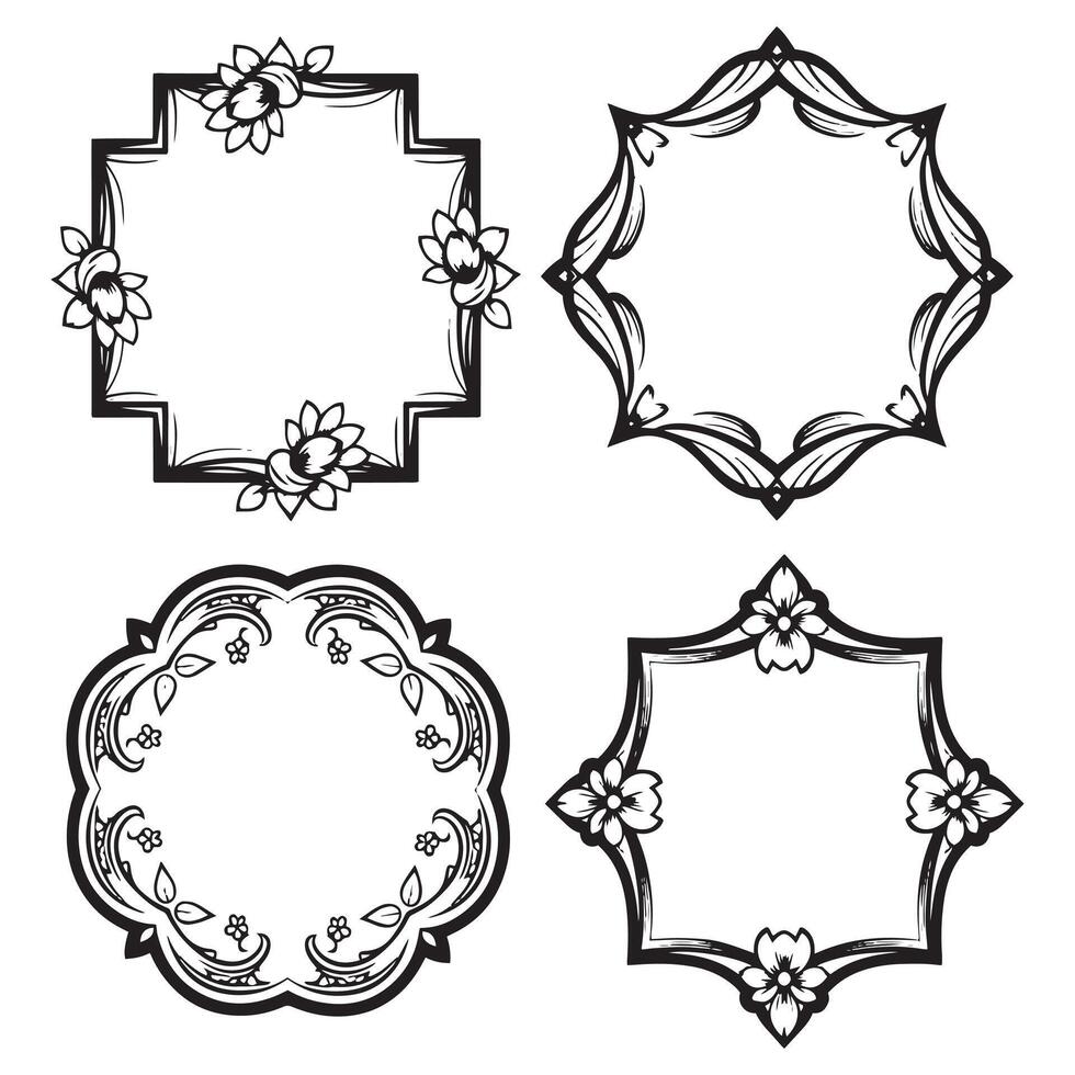 Subtle Embellishment Floral Borders Decorative Frames vector