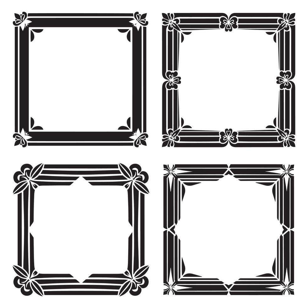 Subtle Embellishment Floral Borders Decorative Line Design Set vector