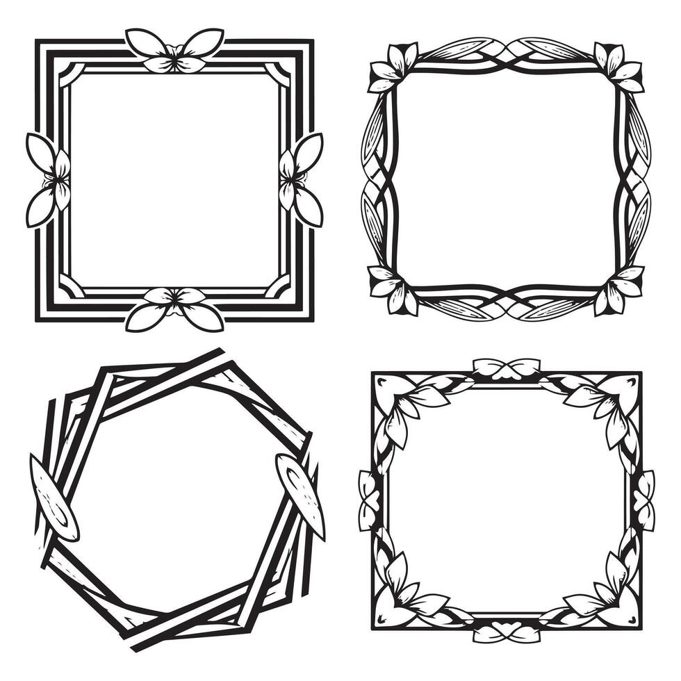 Victorian Carved Floral Borders Decorative Frames Collection vector