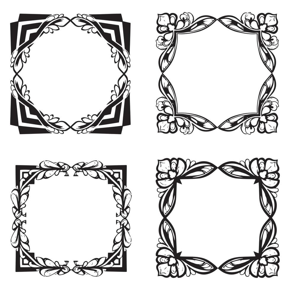 Subtle Embellishment Floral Borders Decorative Frames Collection vector