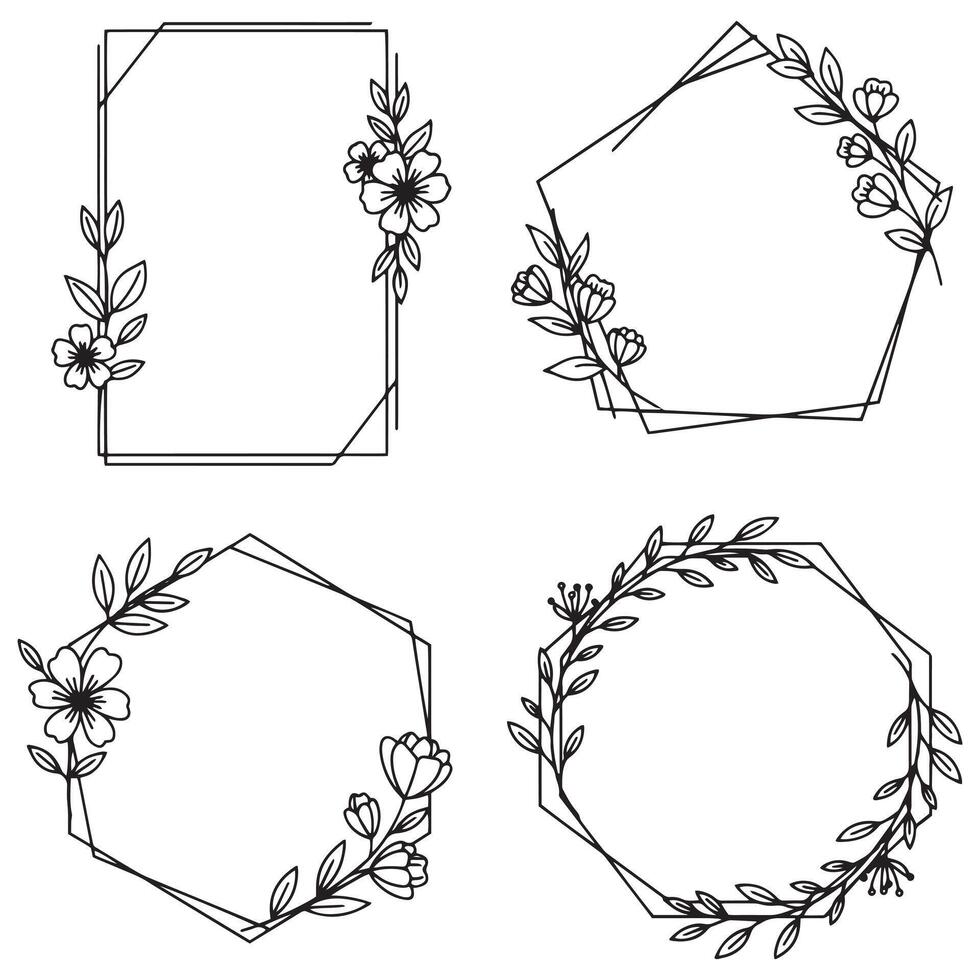 Elegant Floral Frames Decorative Border Bundle Set vector