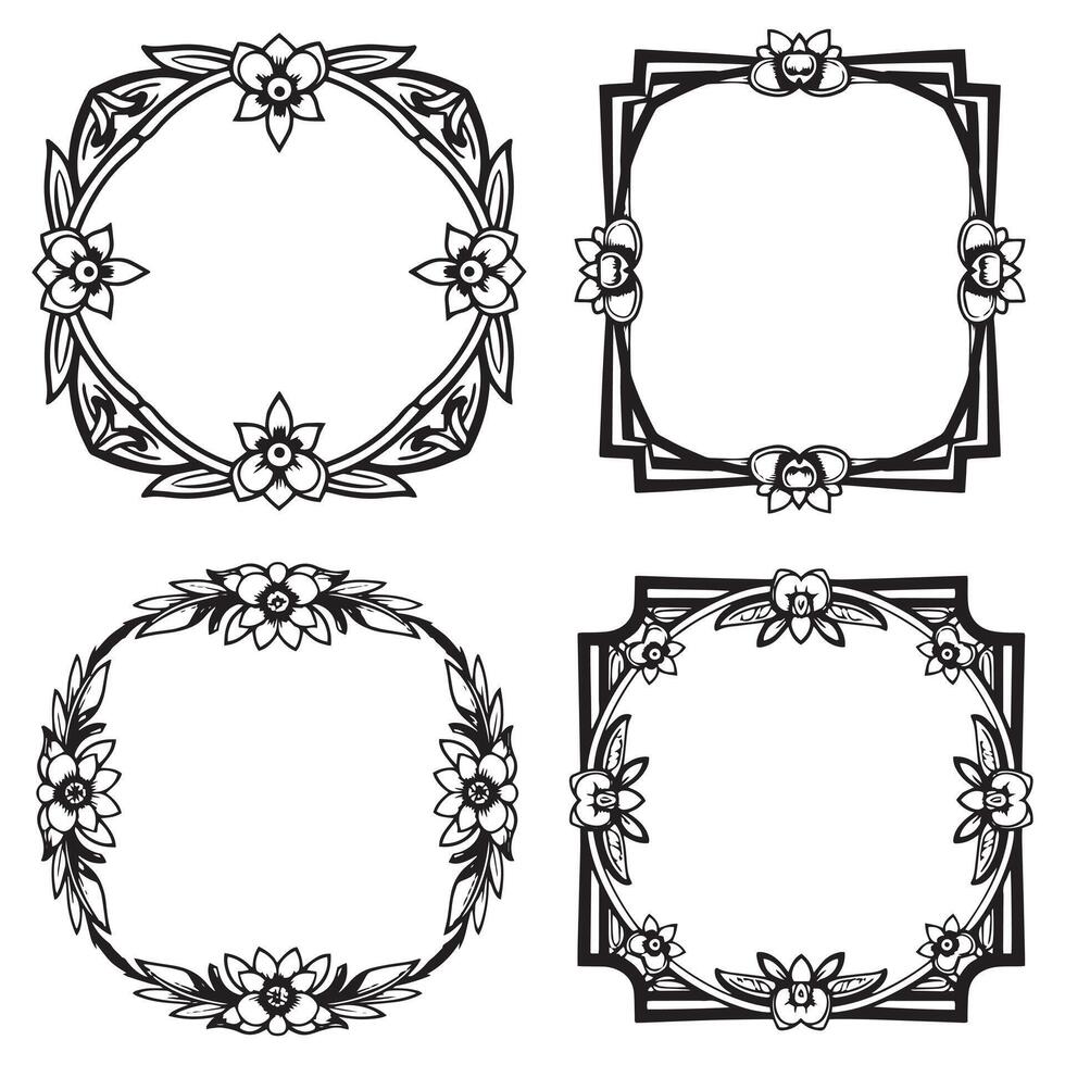 Unique Graceful Floral Frames Ornate Decorative Borders Collection vector