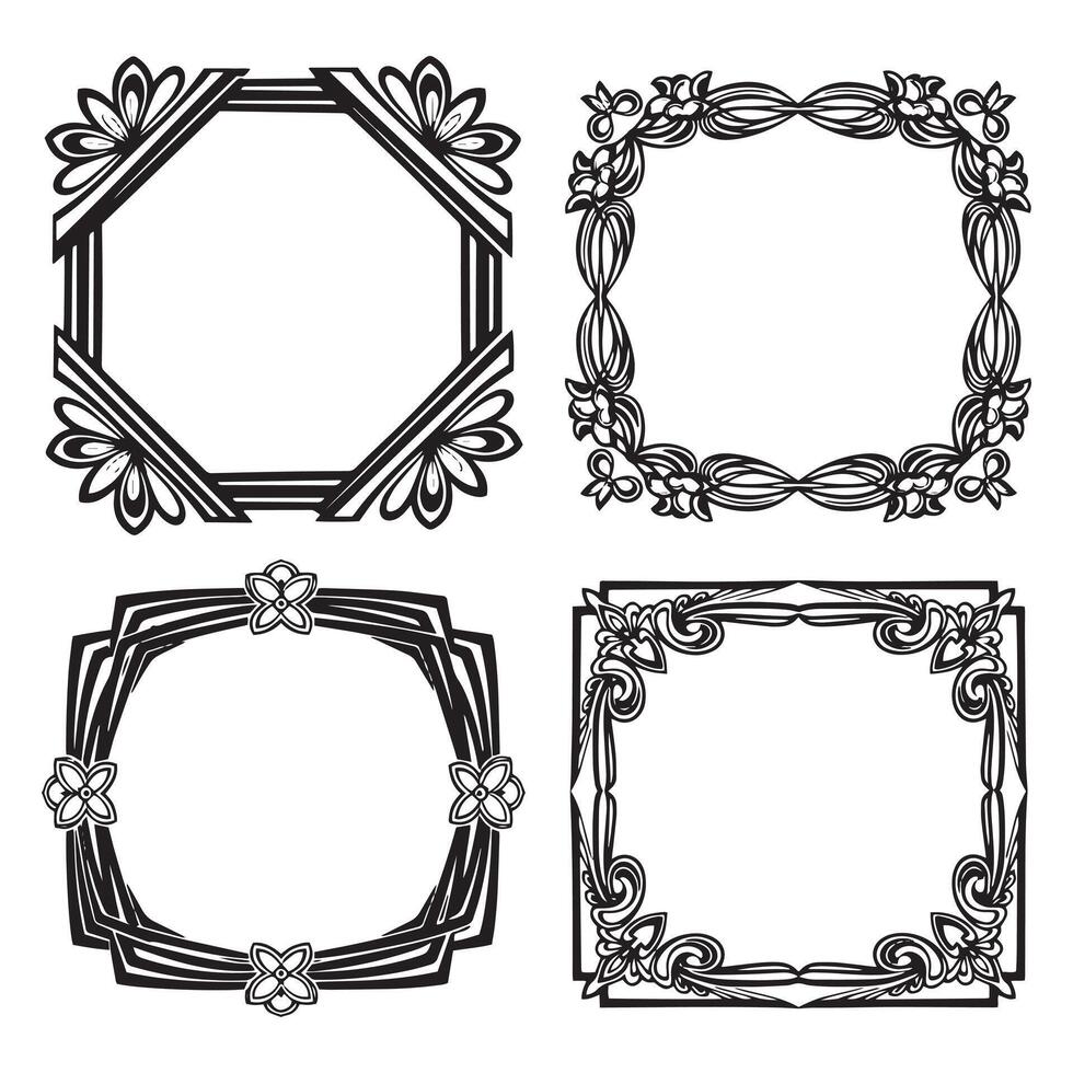 Botanical Sketch Floral Borders Decorative Frames Collection vector