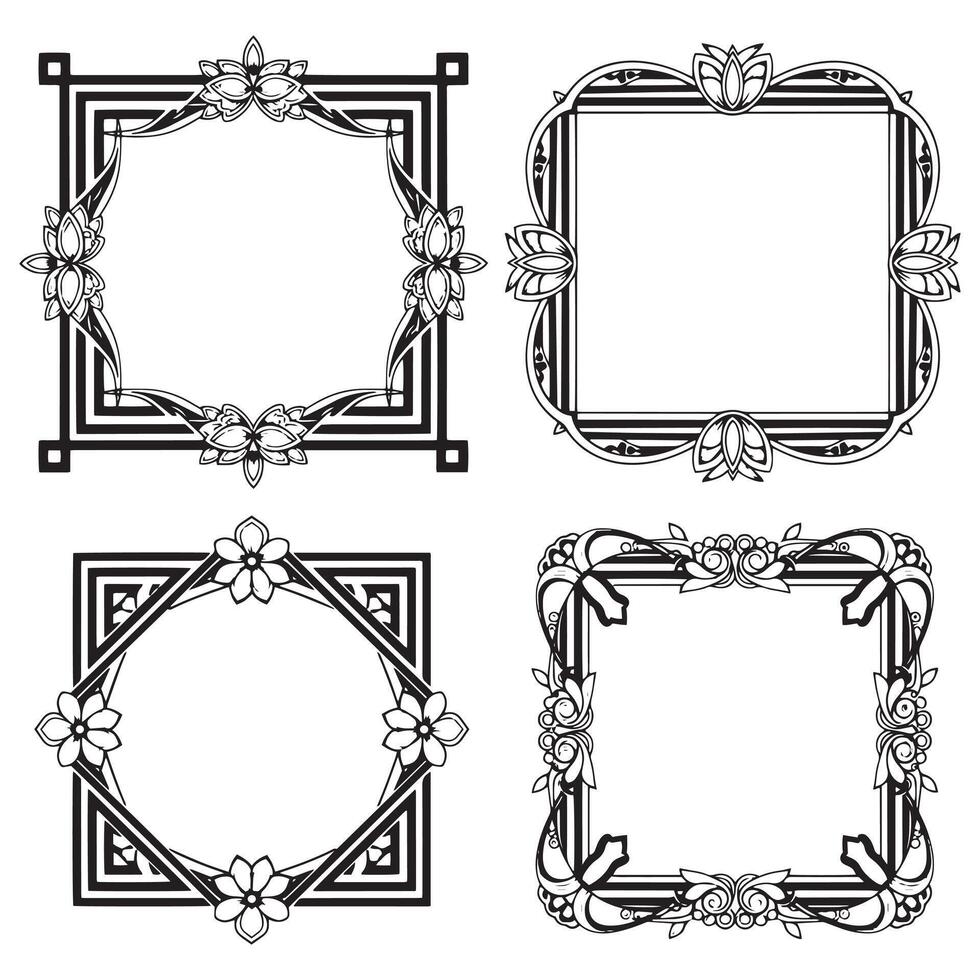 Botanical Floral Frames Nature Inspired Decorative Scrolls vector
