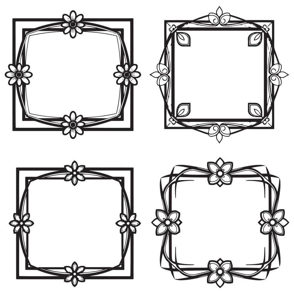 Serene Floral Frames Peaceful Decorative Borders vector
