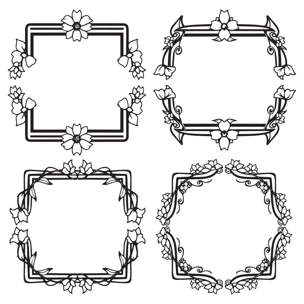 Timeless Floral Frames Aesthetic Decorative Borders vector