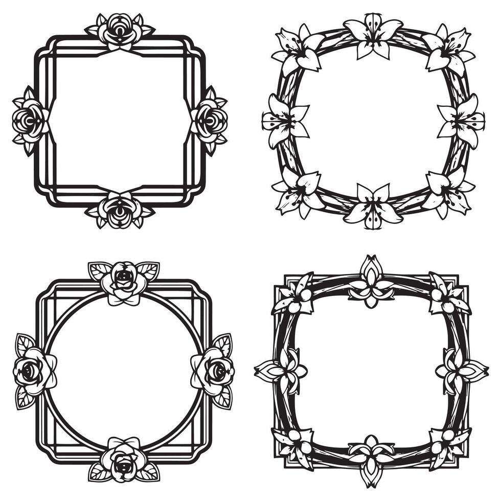 Subtle Floral Borders Understated Decorative Frames Set vector