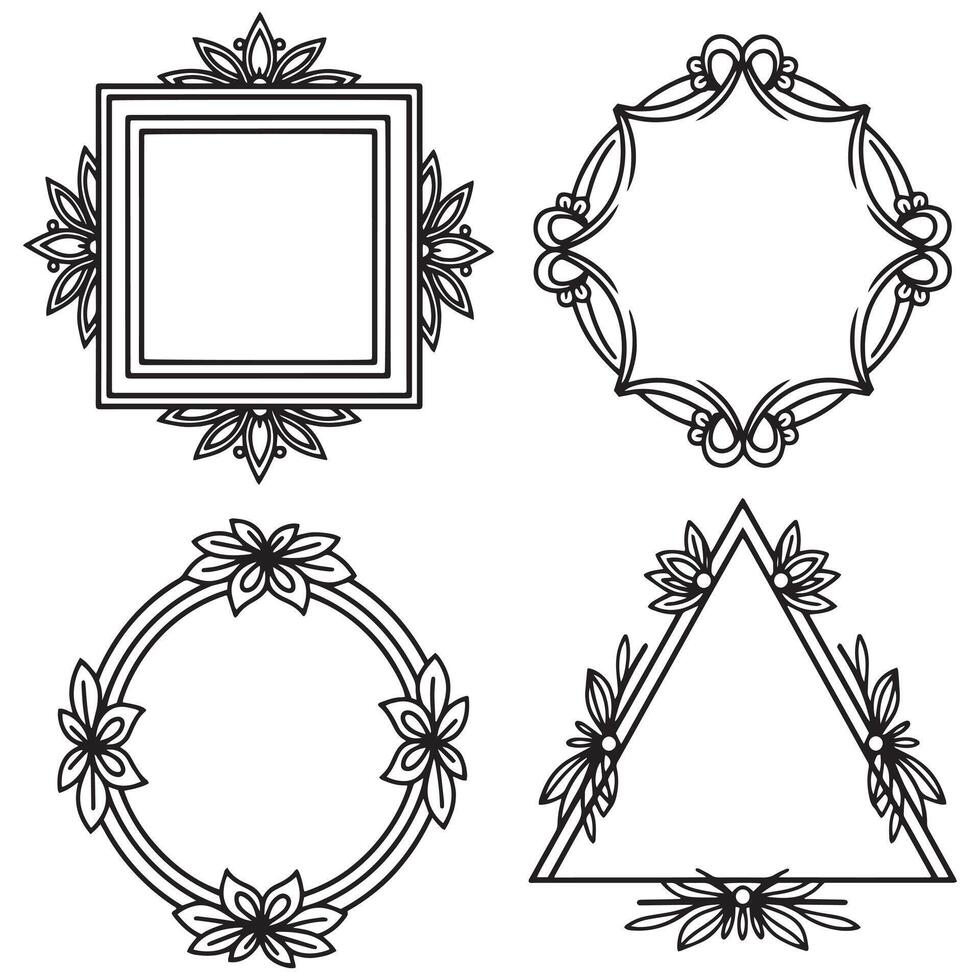 Botanical Sketch Floral Borders Decorative Frames vector