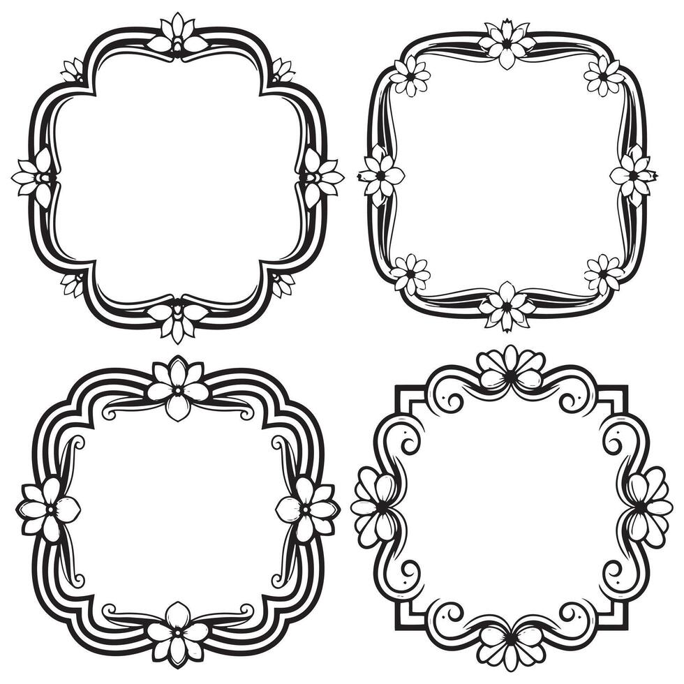 Classic Floral Frames Artistic Decorative Layouts vector