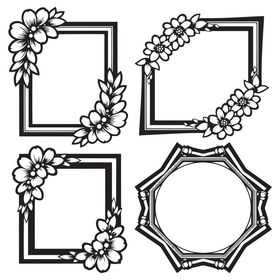 Abstract Floral Borders Creative Decorative Frames vector