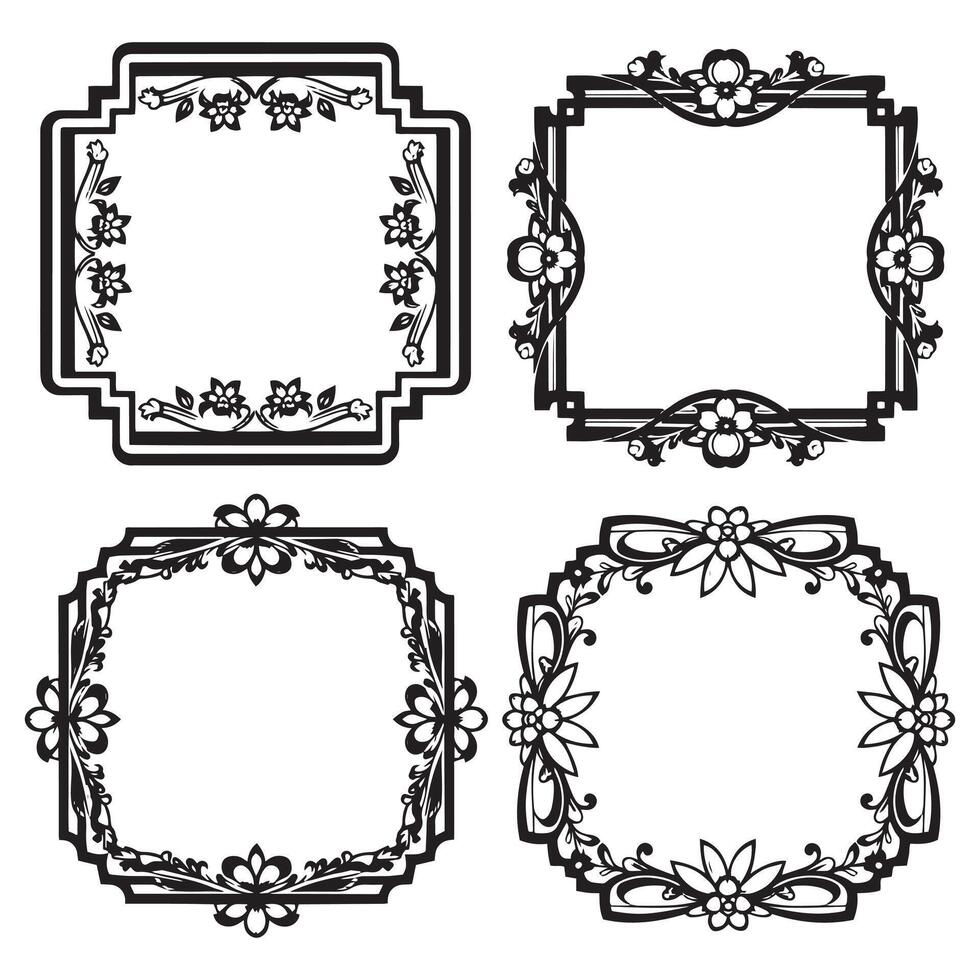 Abstract Floral Borders Unique Decorative Frames Collection vector