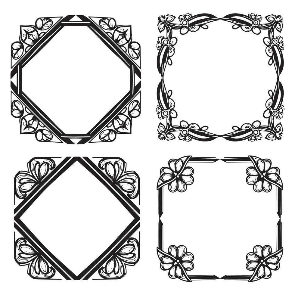 Classic Floral Frames Artistic Decorative Corners vector