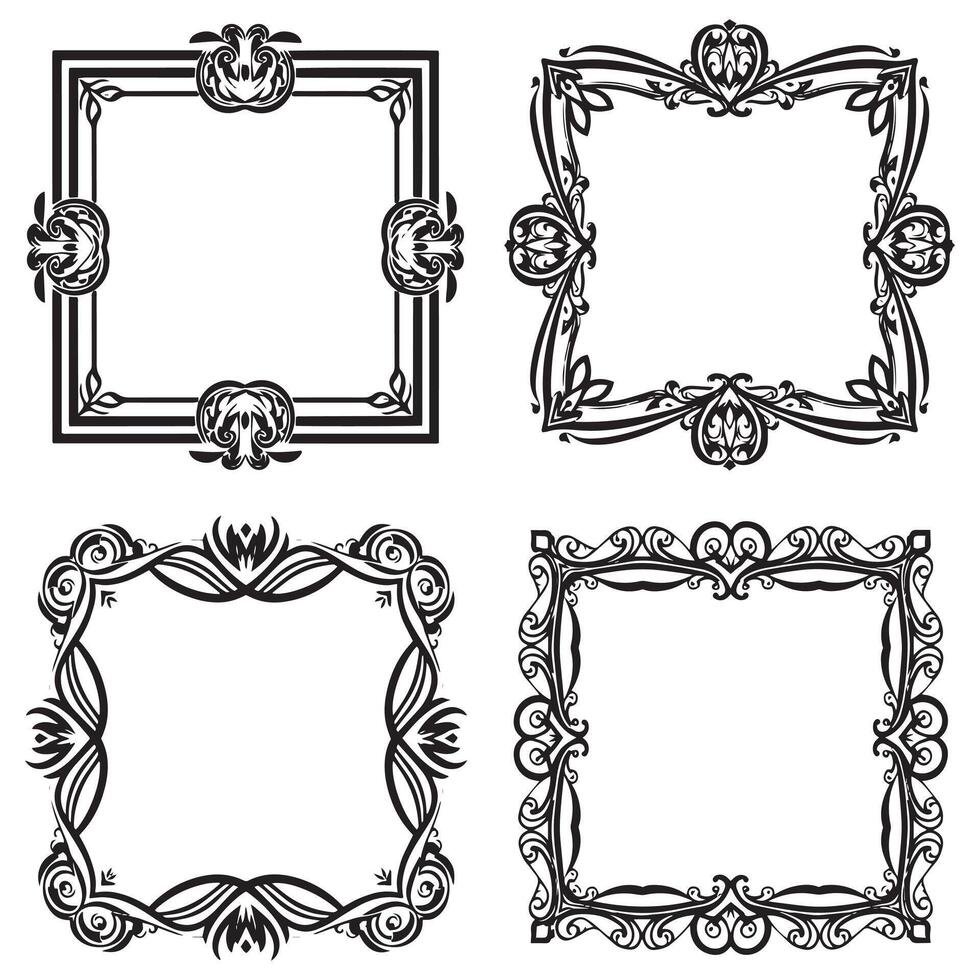 Geometric Floral Borders Structured Decorative Frames vector