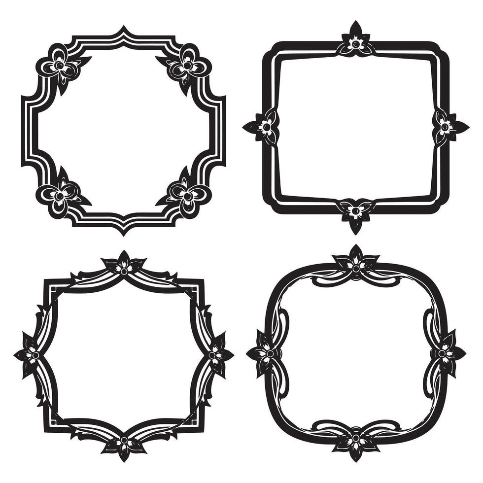 Opulent Detail Floral Frames Decorative Border Outline Collection vector