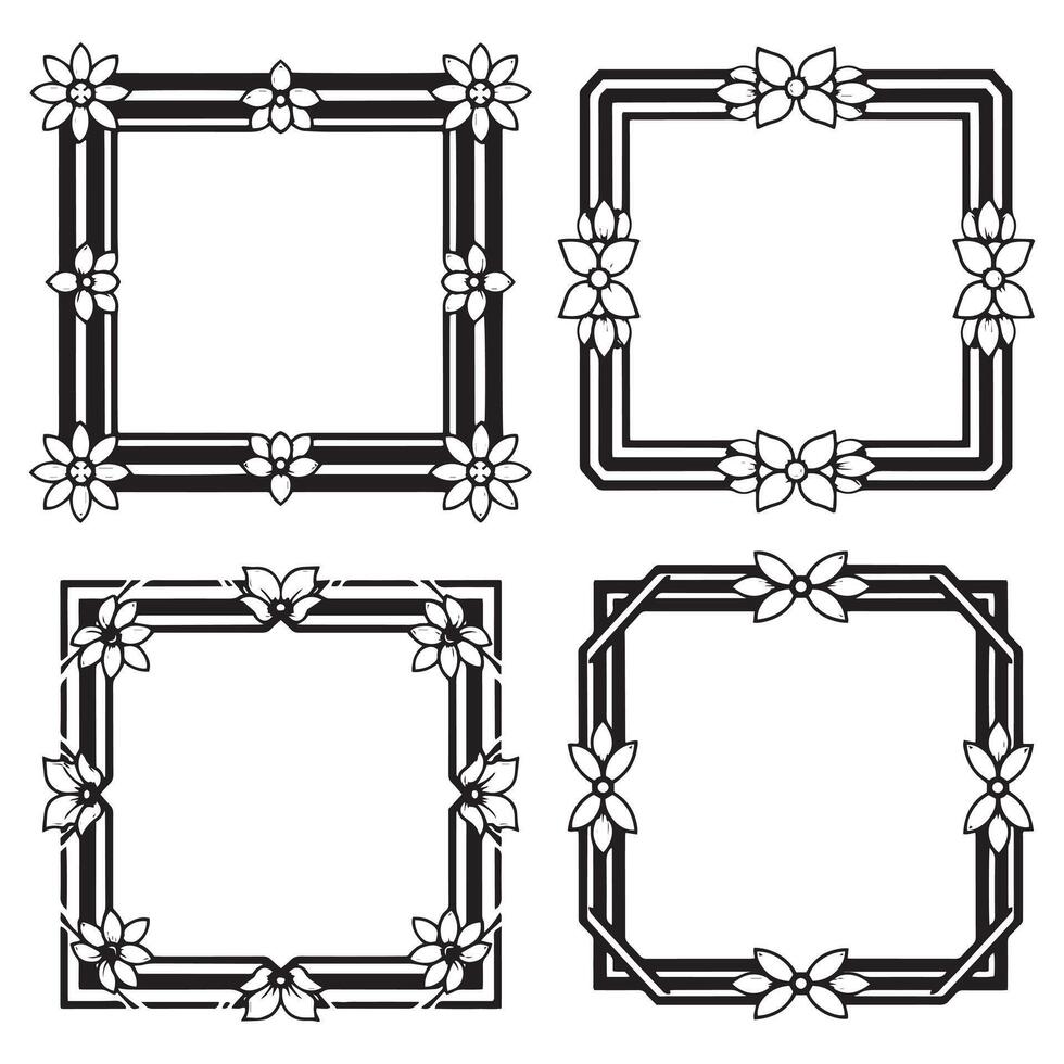 Elegant Corner Floral Frames Decorative Borders Set vector