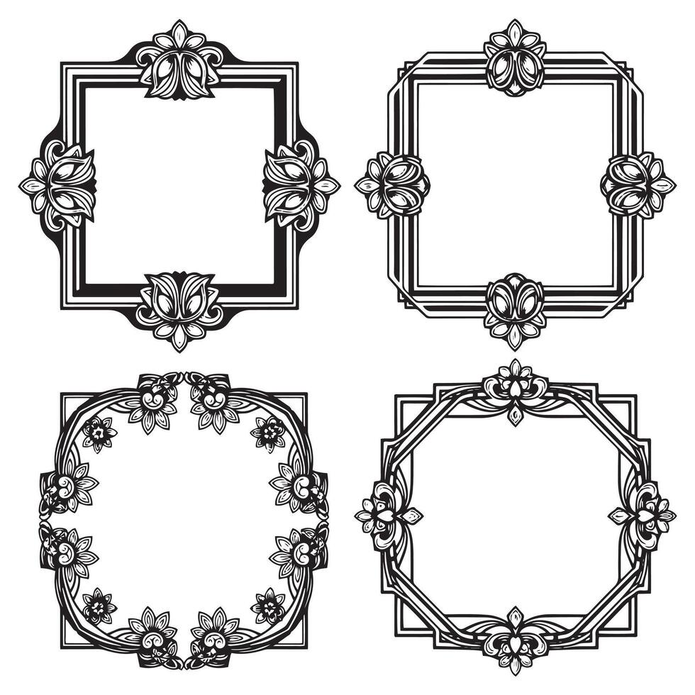 Hand Drawn Floral Frames Unique Decorative Borders vector