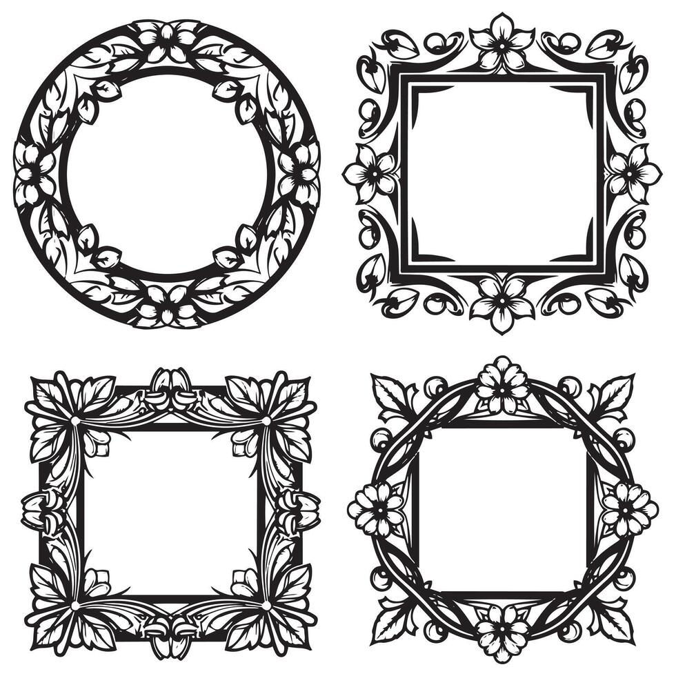 Graceful Floral Frames Elegant Decorative Panels vector