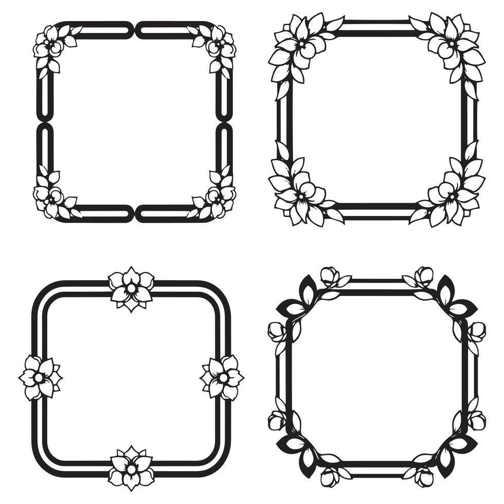 Hand Drawn Floral Borders Creative Decorative Frames vector