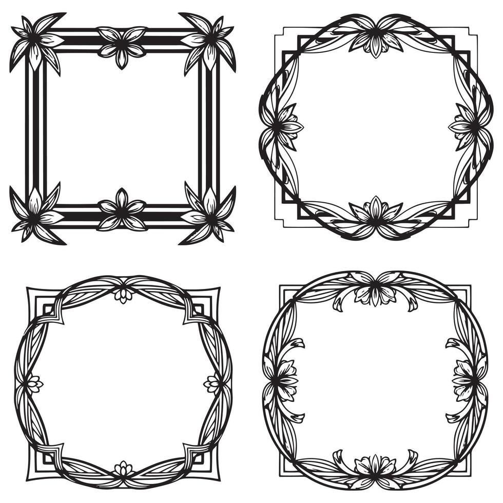 Rustic Floral Frames Charming Decorative Borders Collection vector
