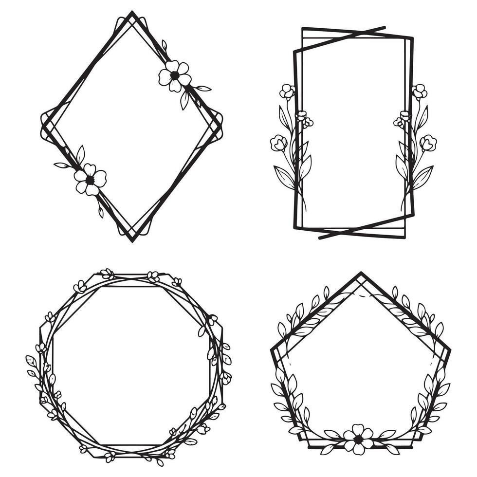 Illustrative Flourish Floral Frames Decorative Border Sketch vector