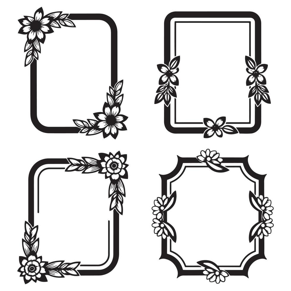 Vibrant Floral Frames Bright Decorative Borders Set vector