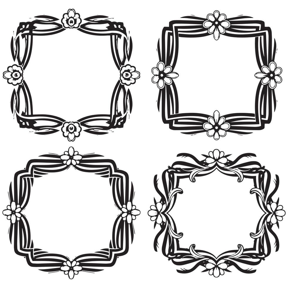 Botanical Floral Frames Naturalistic Decorative Borders vector