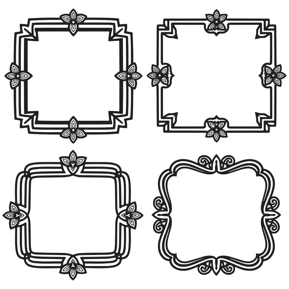 Illustrative Floral Borders Detailed Decorative Ornaments Set vector