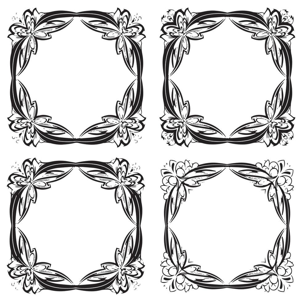 Botanical Floral Borders Nature Inspired Decorative Frames Set vector