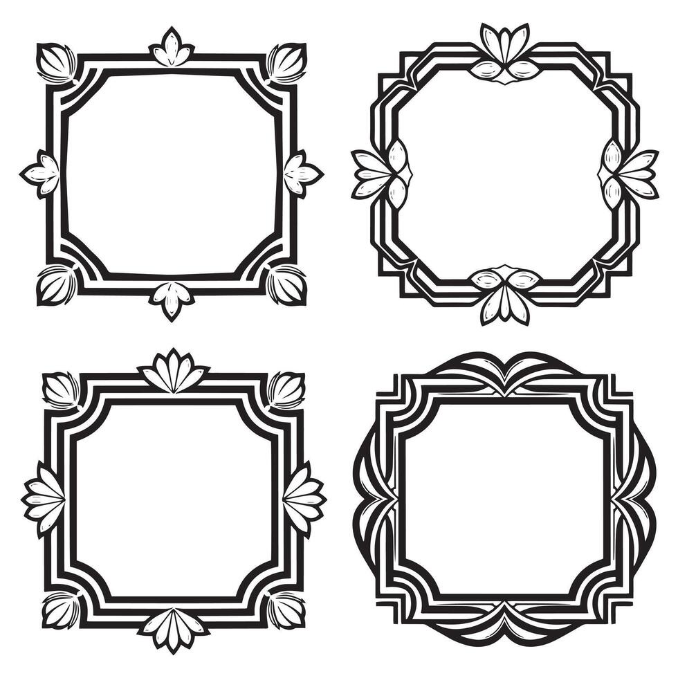 Elegant Corner Floral Frames Decorative Border Graphic Set vector