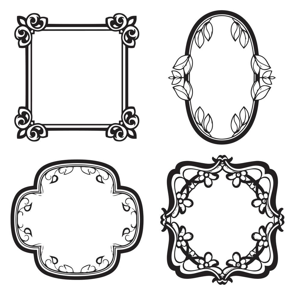 Elegant Border Floral Frames Decorative Elements Pack vector