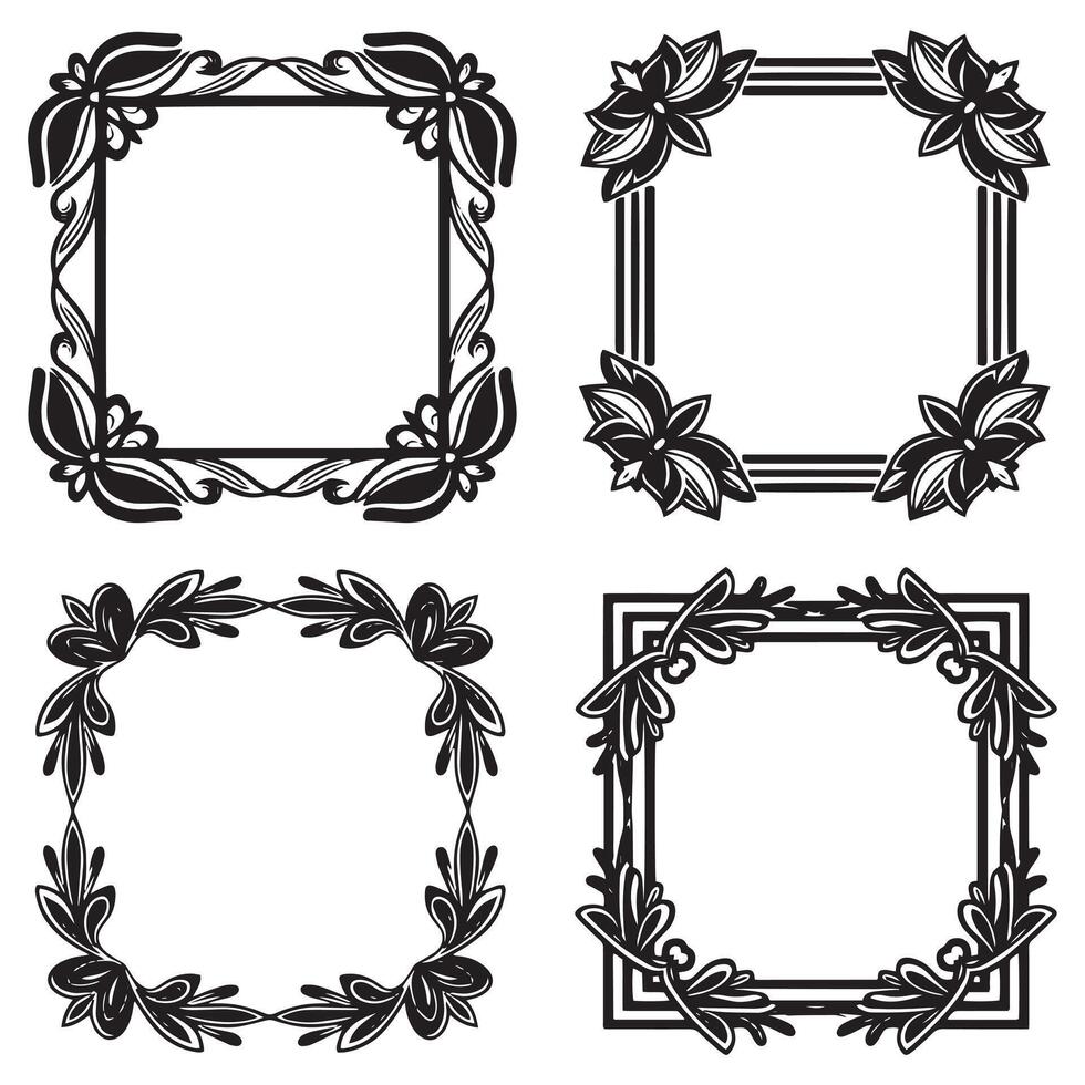 Chic Branch Floral Borders Decorative Frames vector