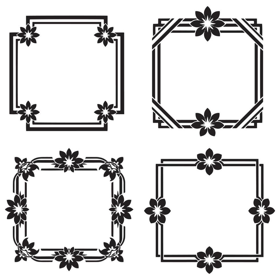 Botanical Floral Frames Nature Inspired Decorative Scrolls Set vector