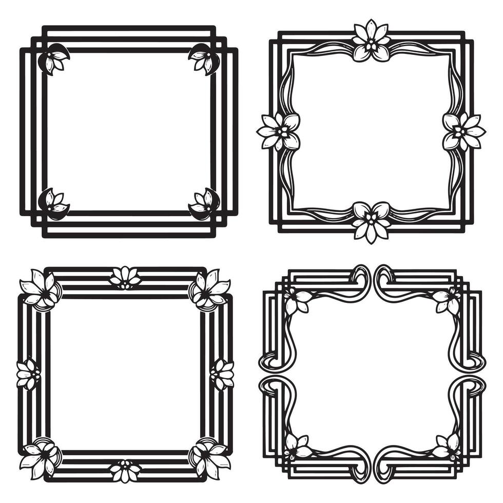 Elegant Blossom Floral Borders Decorative Frame Set vector