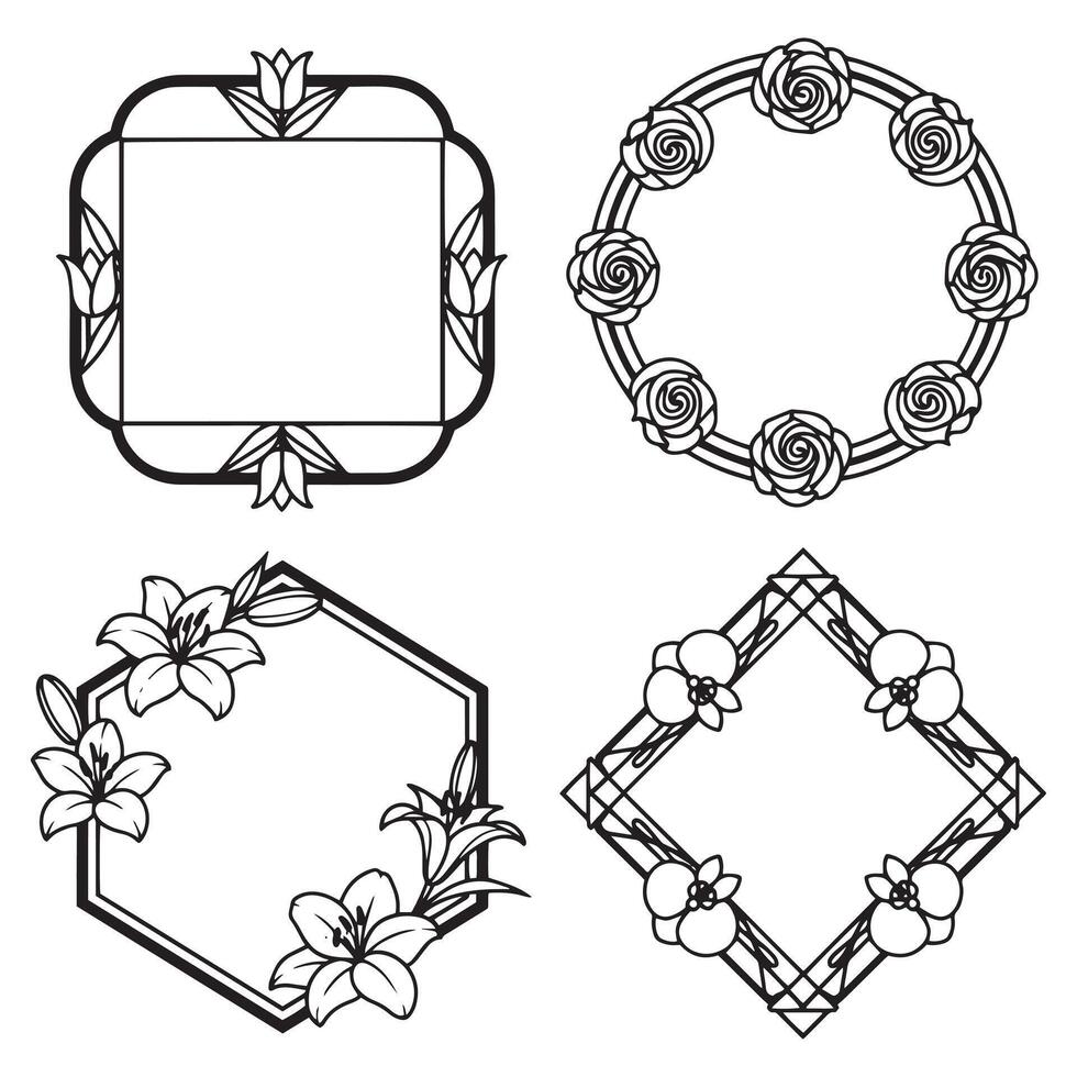 Premium Edge Floral Borders Decorative Frame Illustration vector