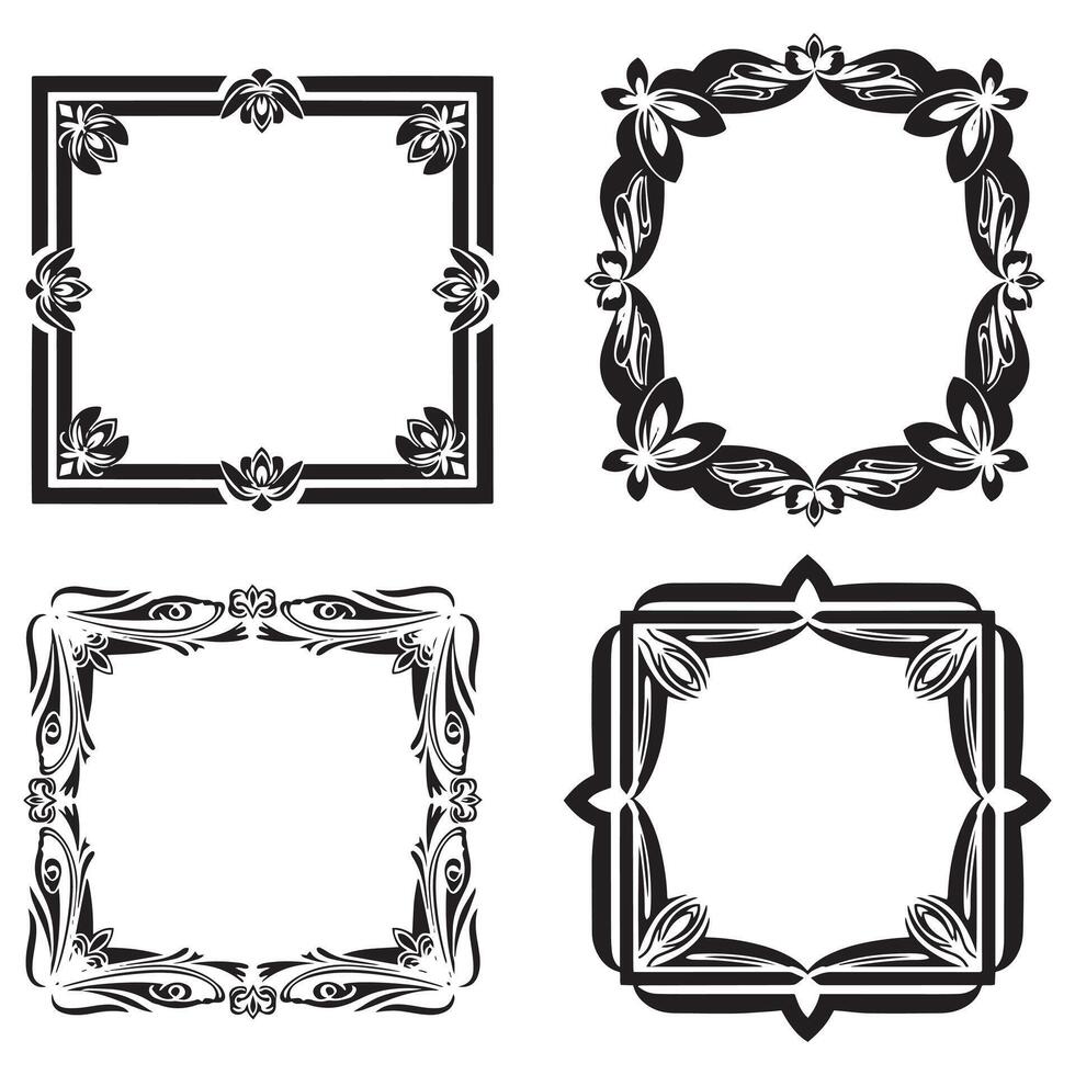 Rustic Distressed Floral Borders Decorative Frames vector