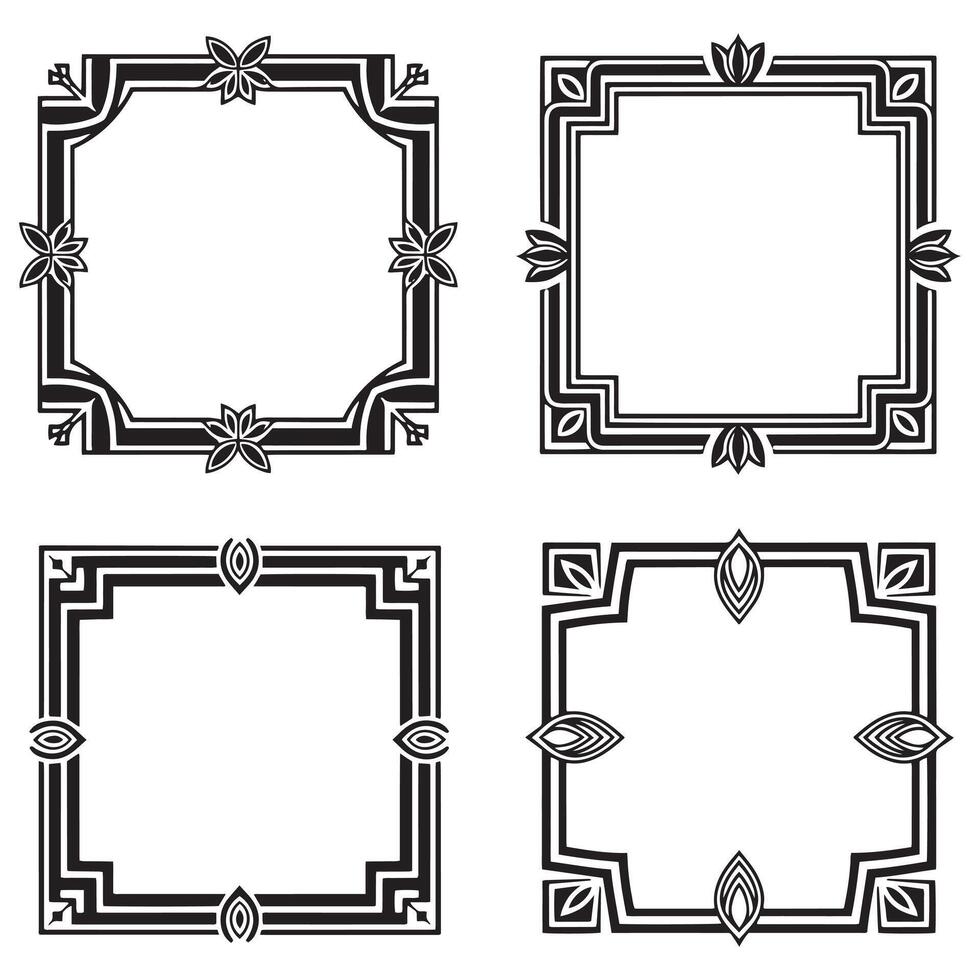 Geometric Floral Borders Contemporary Decorative Edges vector