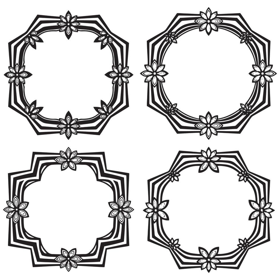 Unique Elegant Art Deco Floral Frames Retro Decorative Borders Collection vector