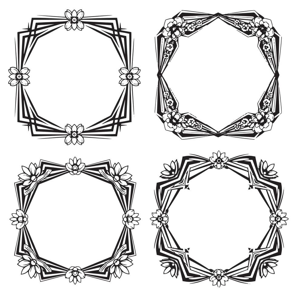 Victorian Scroll Floral Borders Decorative Frames Set vector