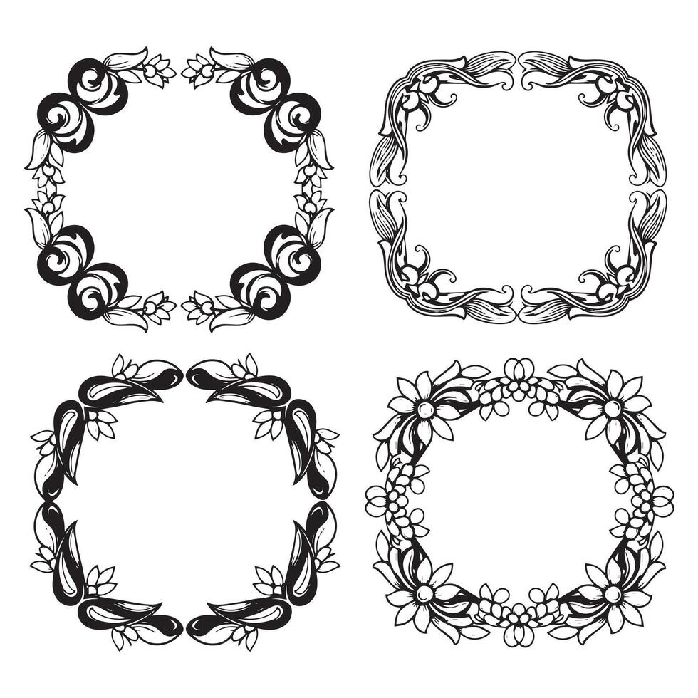 Modern Floral Frames Stylish Decorative Dividers Set vector
