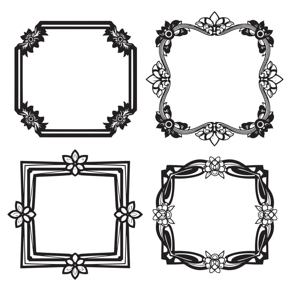 Graceful Floral Frames Photo Album Decorative Borders Set vector