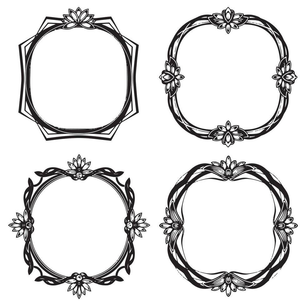 Rustic Floral Borders Charming Decorative Vignettes vector