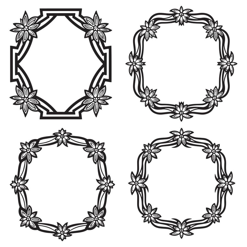 Bold Floral Borders Ornate Decorative Elements Collection vector