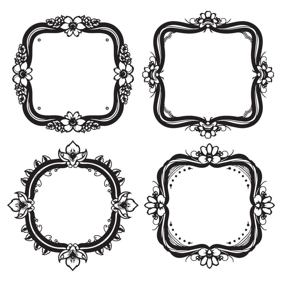 Minimalist Graceful Floral Frames Ornate Decorative Borders Collection vector
