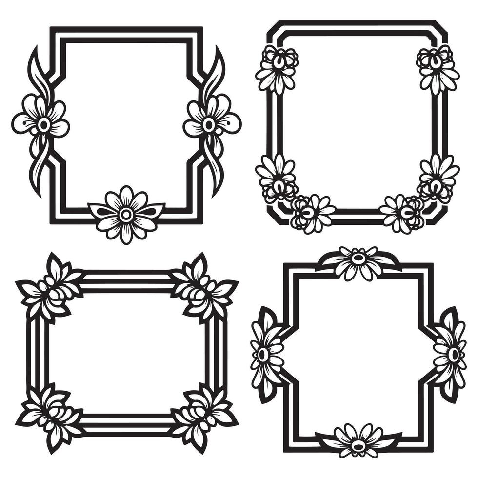 Timeless Floral Borders Classic Decorative Frames vector