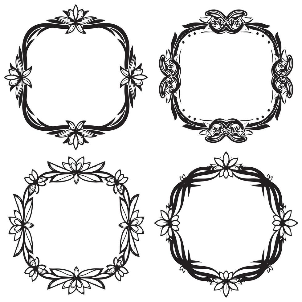 Modern Floral Frames Stylish Decorative Dividers vector