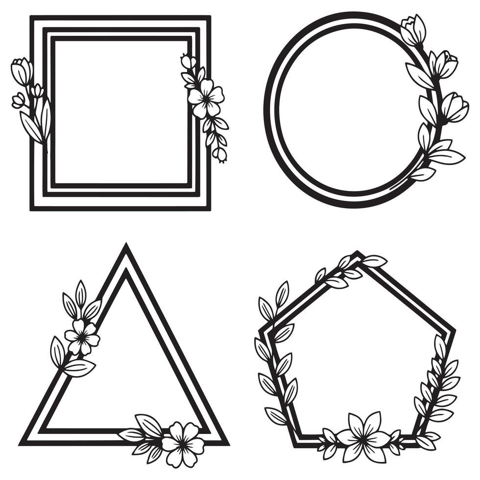 Dreamy Floral Borders Ethereal Decorative Frames Set vector