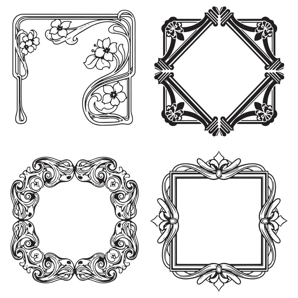 Classic Floral Frames Ornamental Decorative Borders vector