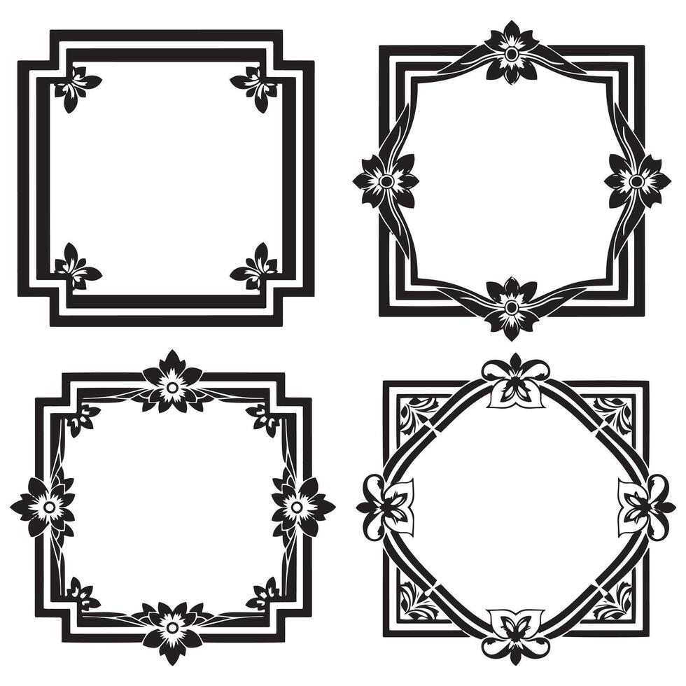 Modern Floral Frames Contemporary Decorative Borders vector