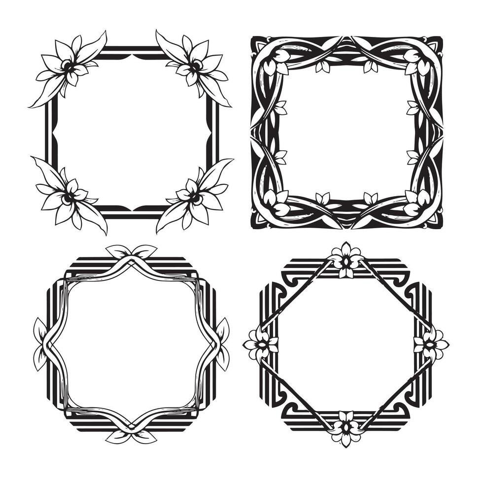 Ornate Floral Frames Luxurious Decorative Panels Collection vector